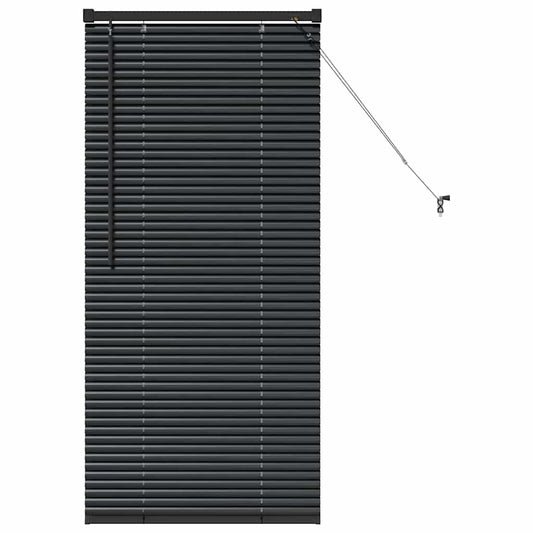 Fensterjalousie mit Vorhängen Schwarz Aluminium