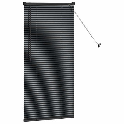 Fensterjalousie mit Vorhängen Schwarz Aluminium
