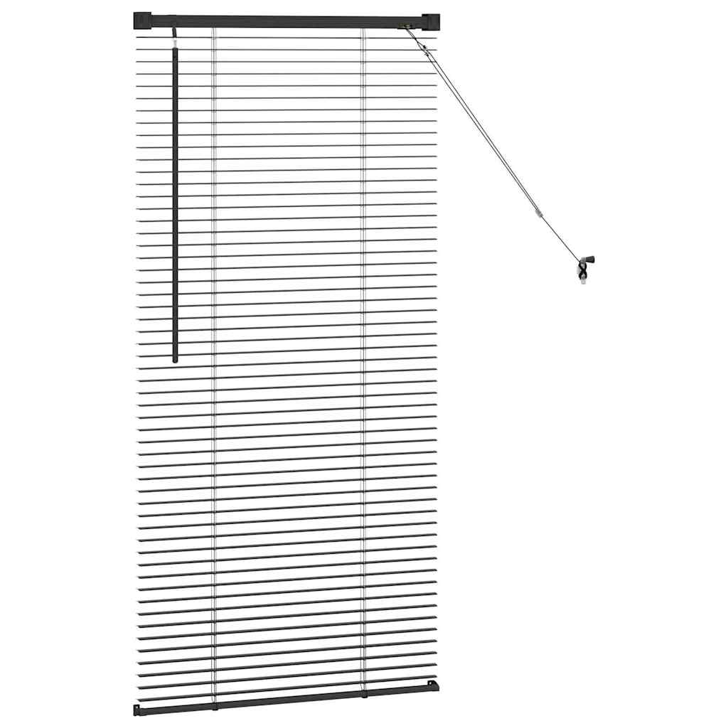 Fensterjalousie mit Vorhängen Schwarz Aluminium