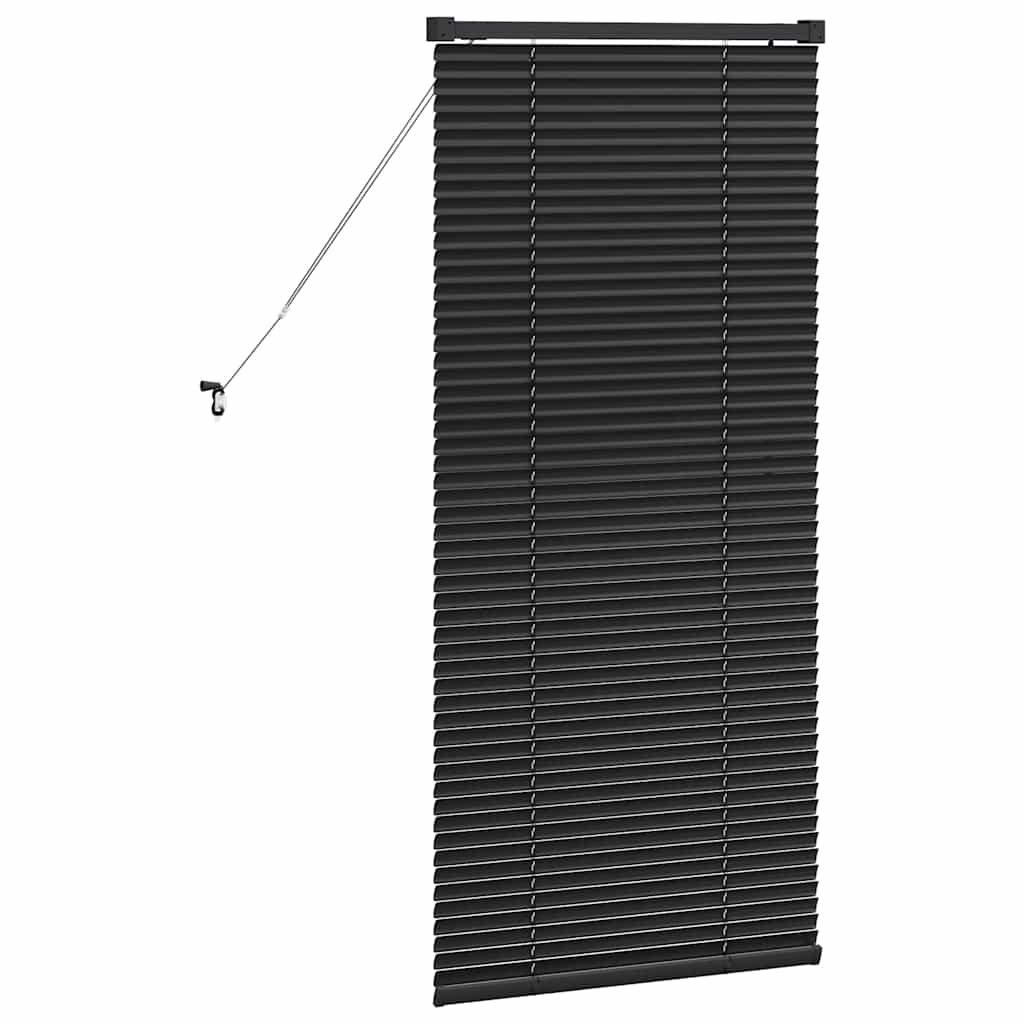 Fensterjalousie mit Vorhängen Schwarz Aluminium