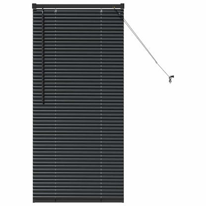 Fensterjalousie mit Vorhängen Schwarz Aluminium