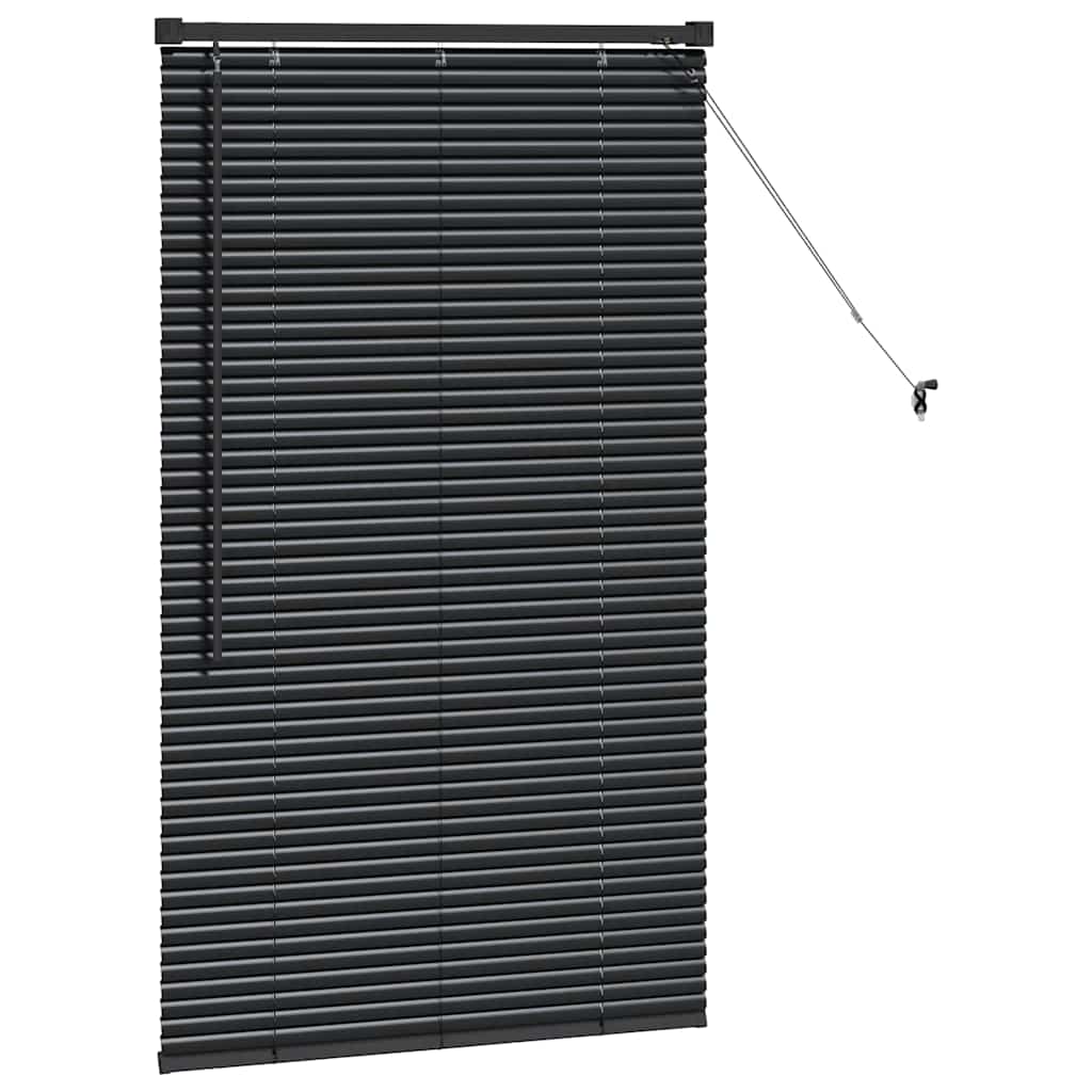 Fensterjalousie mit Vorhängen Schwarz Aluminium