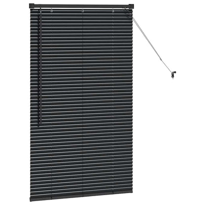 Fensterjalousie mit Vorhängen Schwarz Aluminium