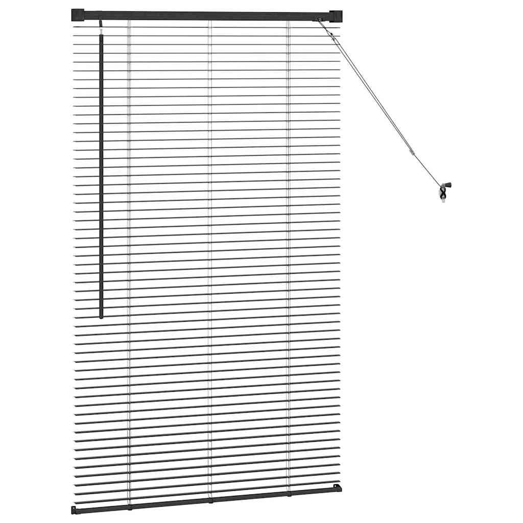 Fensterjalousie mit Vorhängen Schwarz Aluminium
