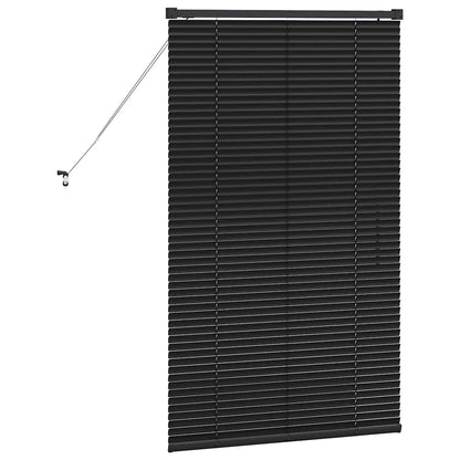 Fensterjalousie mit Vorhängen Schwarz Aluminium