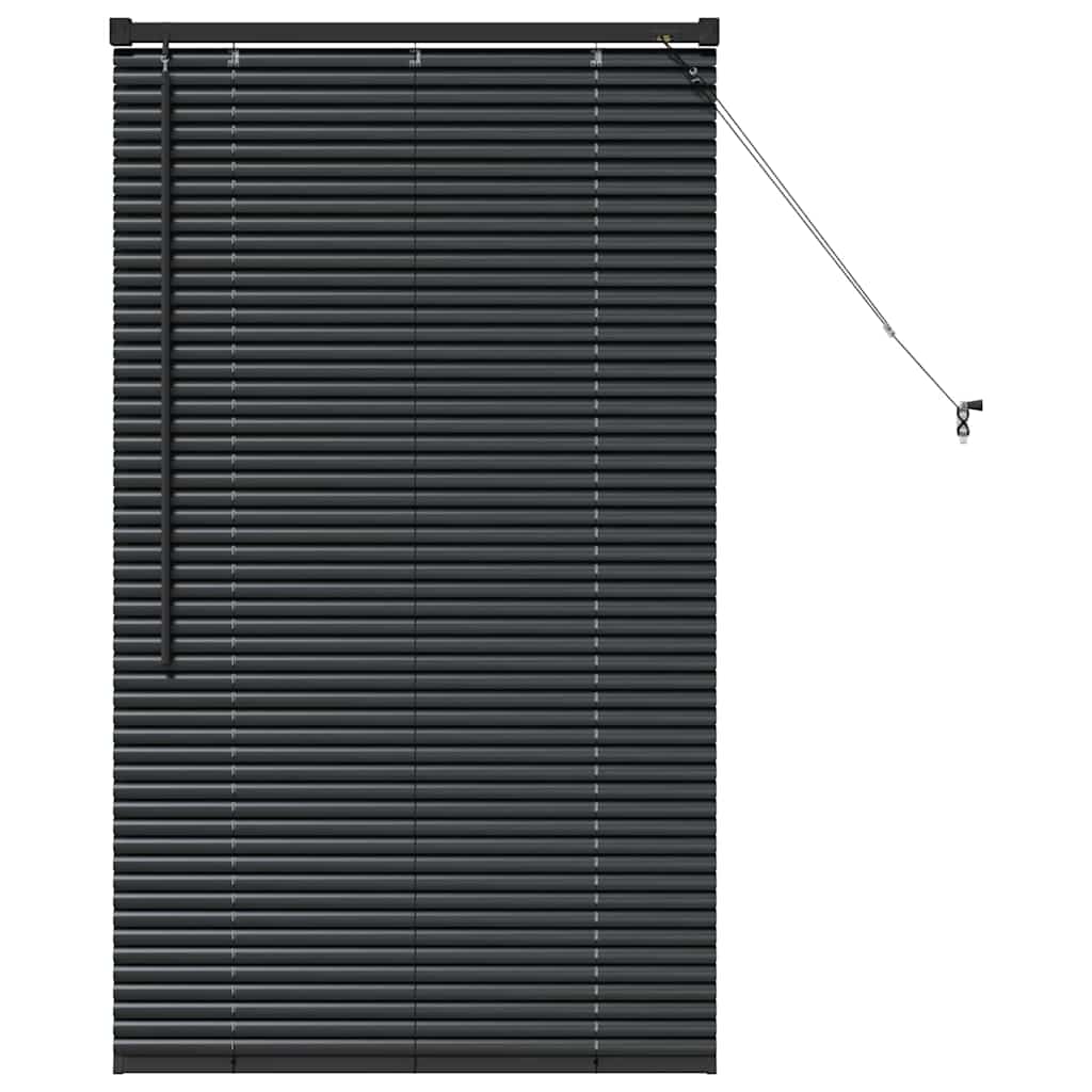 Fensterjalousie mit Vorhängen Schwarz Aluminium