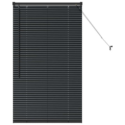 Fensterjalousie mit Vorhängen Schwarz Aluminium
