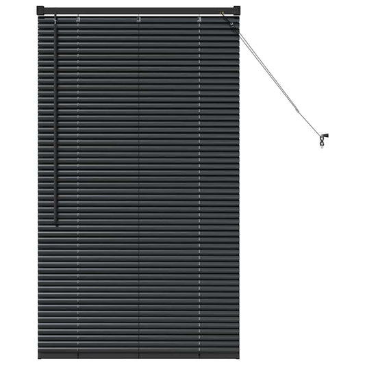 Fensterjalousie mit Vorhängen Schwarz Aluminium