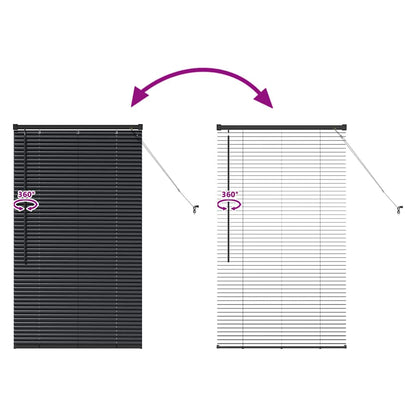 Fensterjalousie mit Vorhängen Schwarz Aluminium