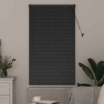 Fensterjalousie mit Vorhängen Schwarz Aluminium