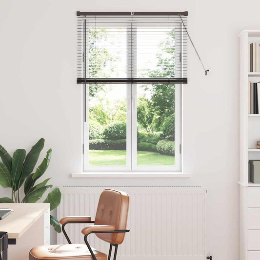 Fensterjalousie mit Vorhängen Schwarz Aluminium