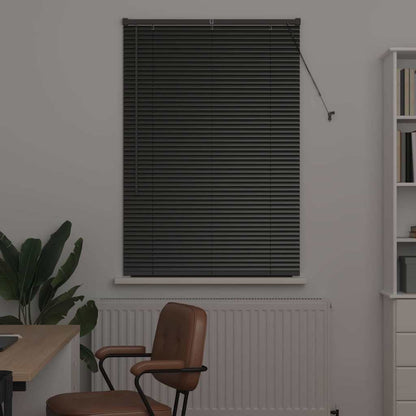 Fensterjalousie mit Vorhängen Schwarz Aluminium