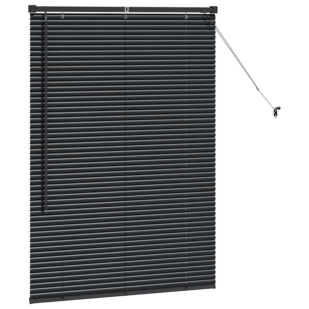 Fensterjalousie mit Vorhängen Schwarz Aluminium
