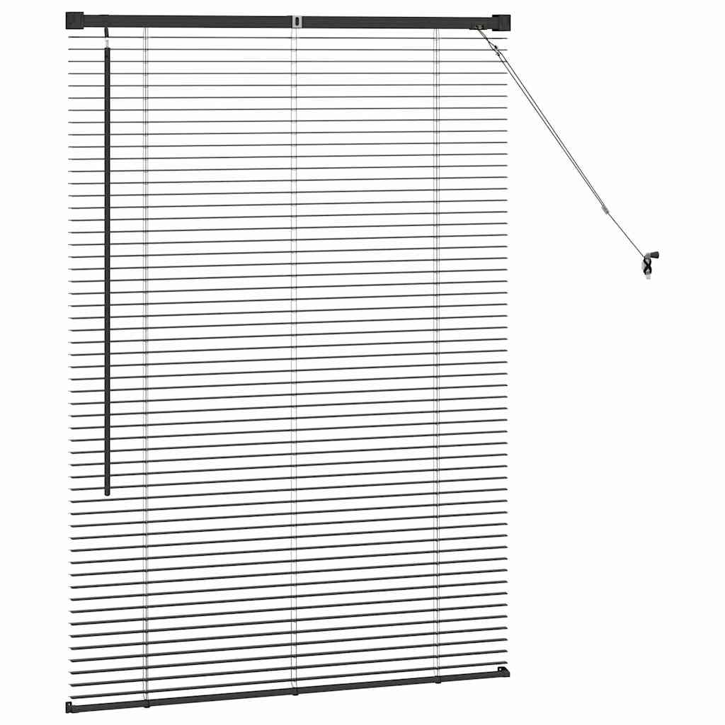 Fensterjalousie mit Vorhängen Schwarz Aluminium