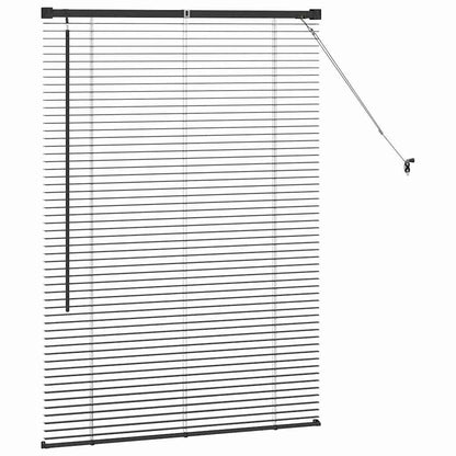 Fensterjalousie mit Vorhängen Schwarz Aluminium