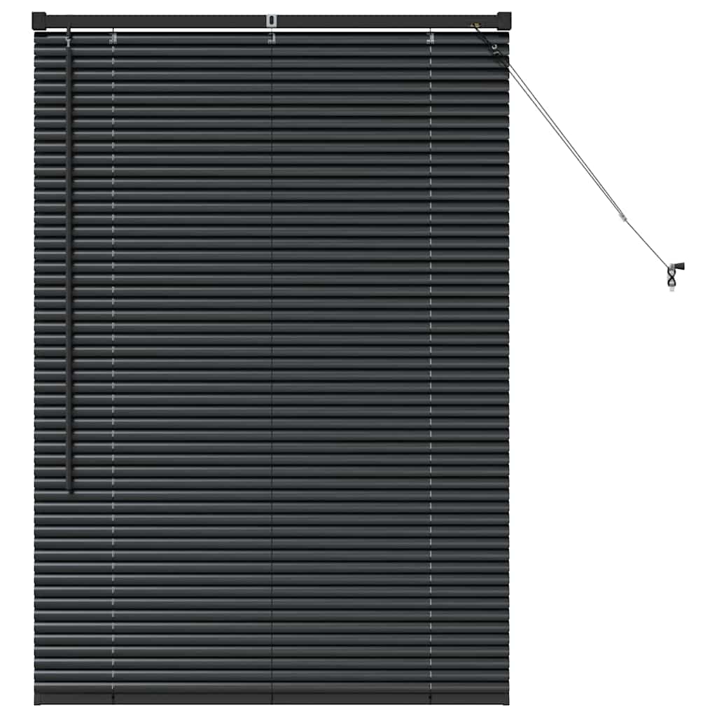 Fensterjalousie mit Vorhängen Schwarz Aluminium