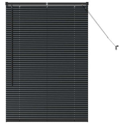 Fensterjalousie mit Vorhängen Schwarz Aluminium