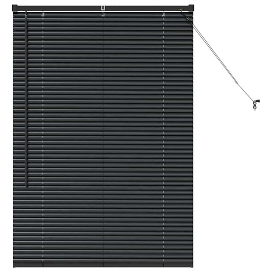 Fensterjalousie mit Vorhängen Schwarz Aluminium