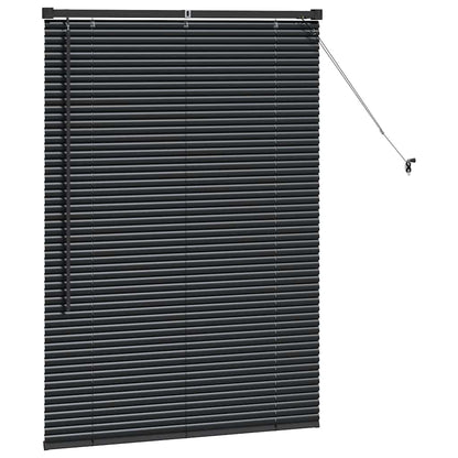 Fensterjalousie mit Vorhängen Schwarz Aluminium
