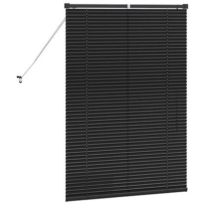 Fensterjalousie mit Vorhängen Schwarz Aluminium