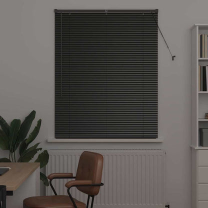Fensterjalousie mit Vorhängen Schwarz Aluminium