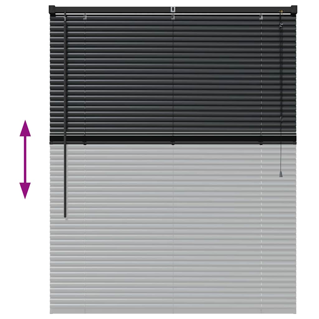 Fensterjalousie mit Vorhängen Schwarz Aluminium