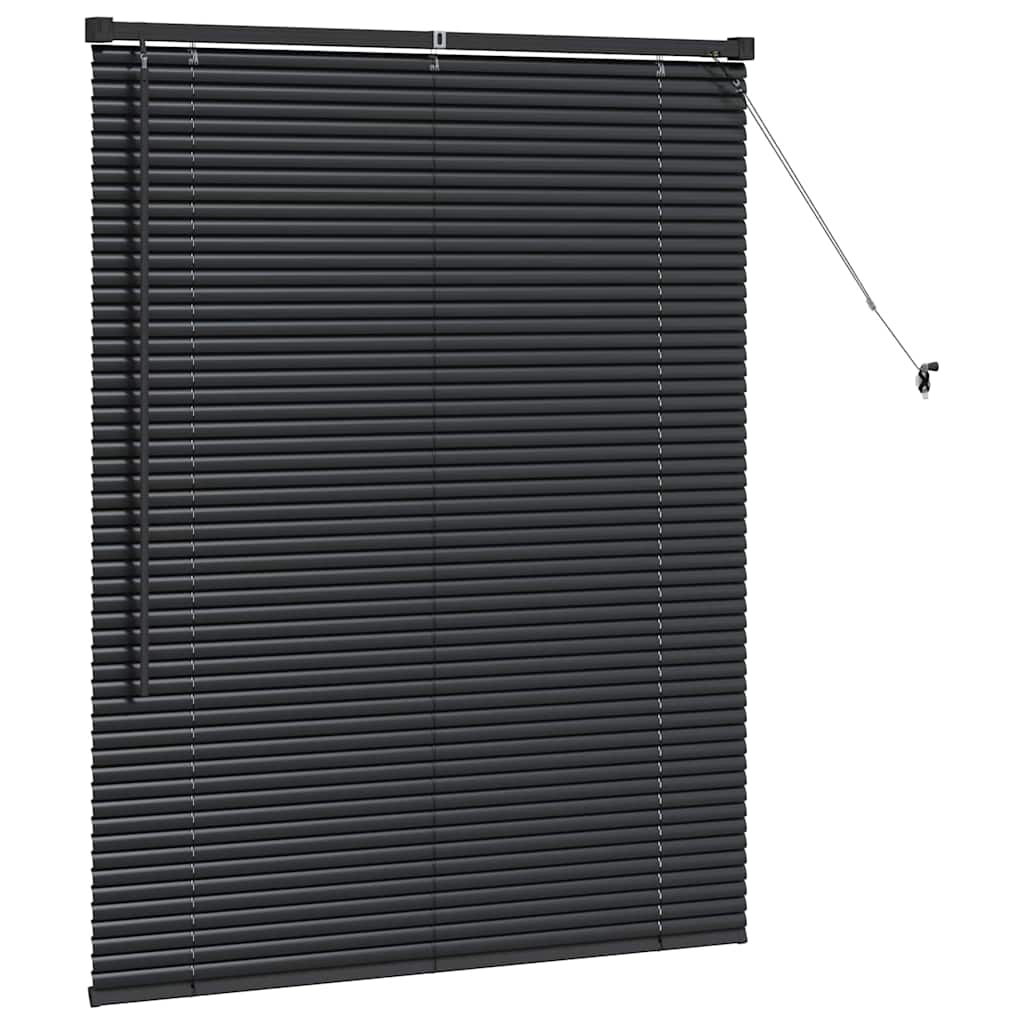 Fensterjalousie mit Vorhängen Schwarz Aluminium
