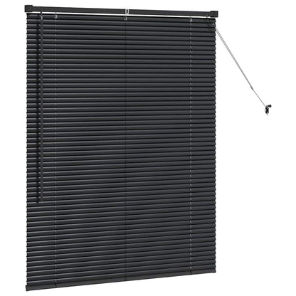 Fensterjalousie mit Vorhängen Schwarz Aluminium