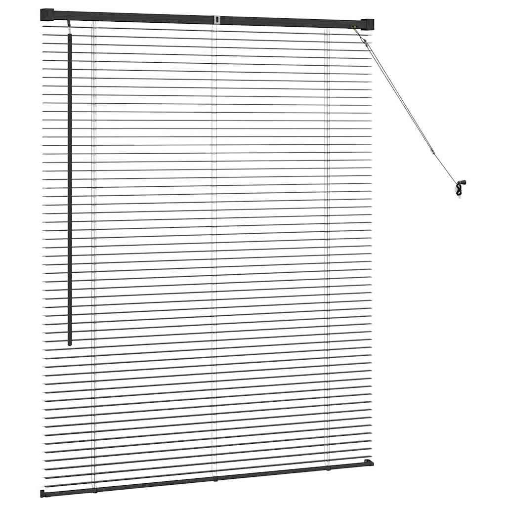 Fensterjalousie mit Vorhängen Schwarz Aluminium