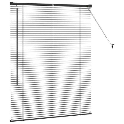 Fensterjalousie mit Vorhängen Schwarz Aluminium