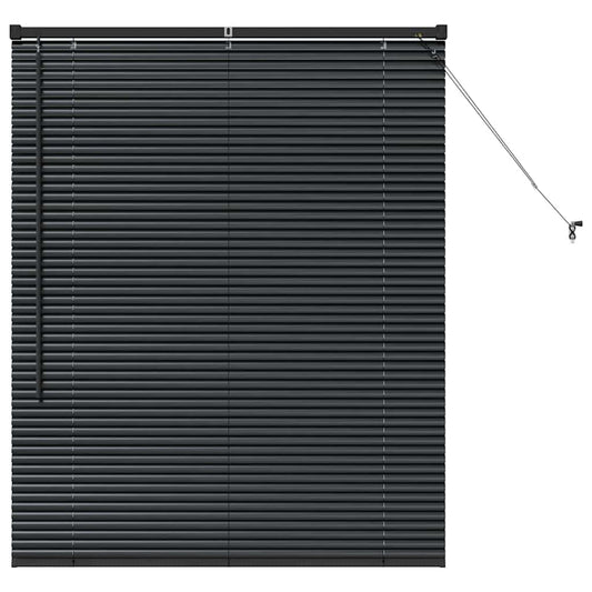 Fensterjalousie mit Vorhängen Schwarz Aluminium