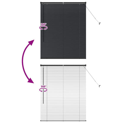 Fensterjalousie mit Vorhängen Schwarz Aluminium