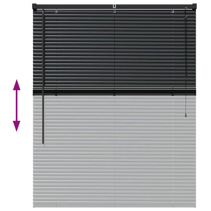 Fensterjalousie mit Vorhängen Schwarz Aluminium