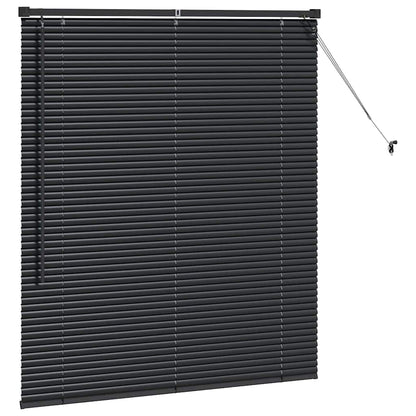 Fensterjalousie mit Vorhängen Schwarz Aluminium