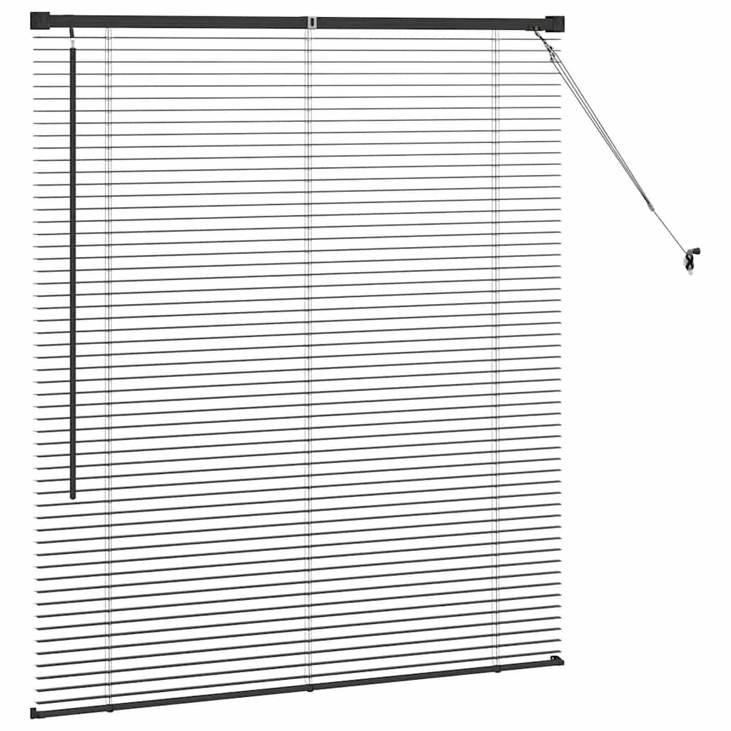Fensterjalousie mit Vorhängen Schwarz Aluminium