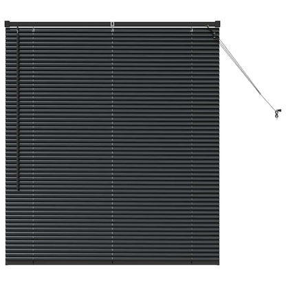 Fensterjalousie mit Vorhängen Schwarz Aluminium