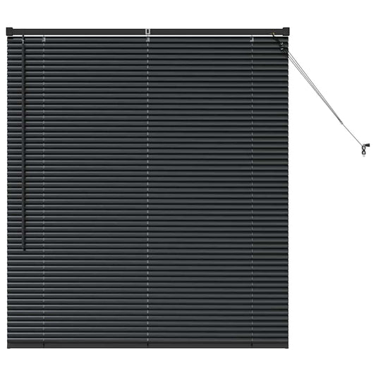 Fensterjalousie mit Vorhängen Schwarz Aluminium