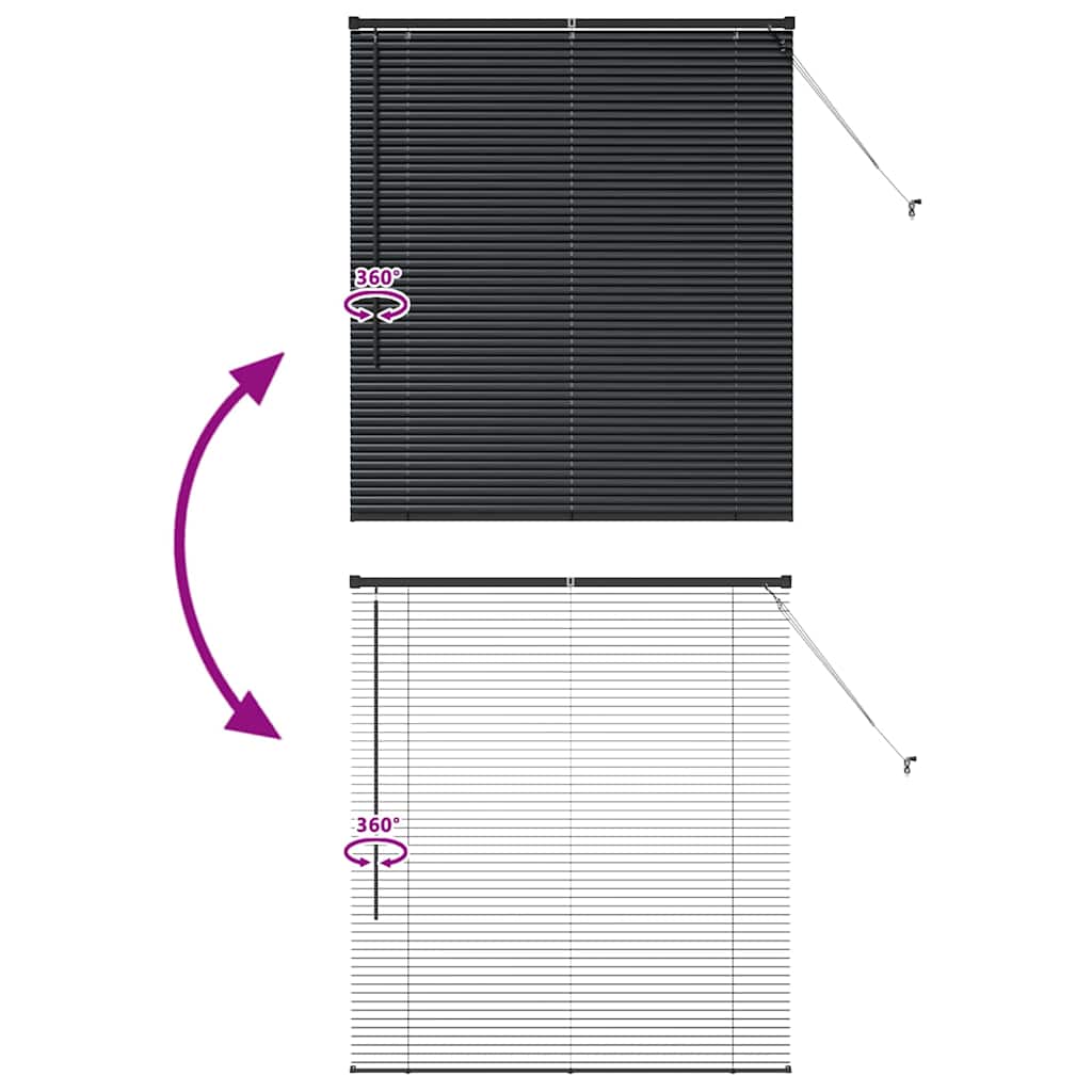 Fensterjalousie mit Vorhängen Schwarz Aluminium