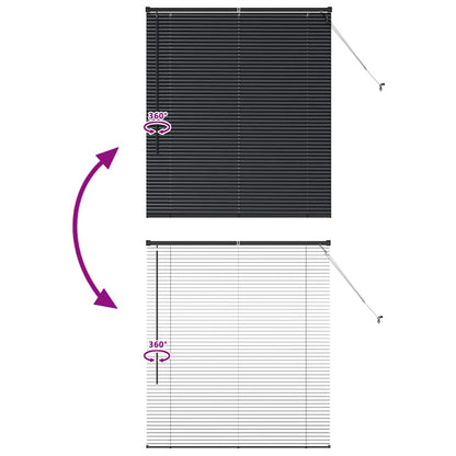 Fensterjalousie mit Vorhängen Schwarz Aluminium