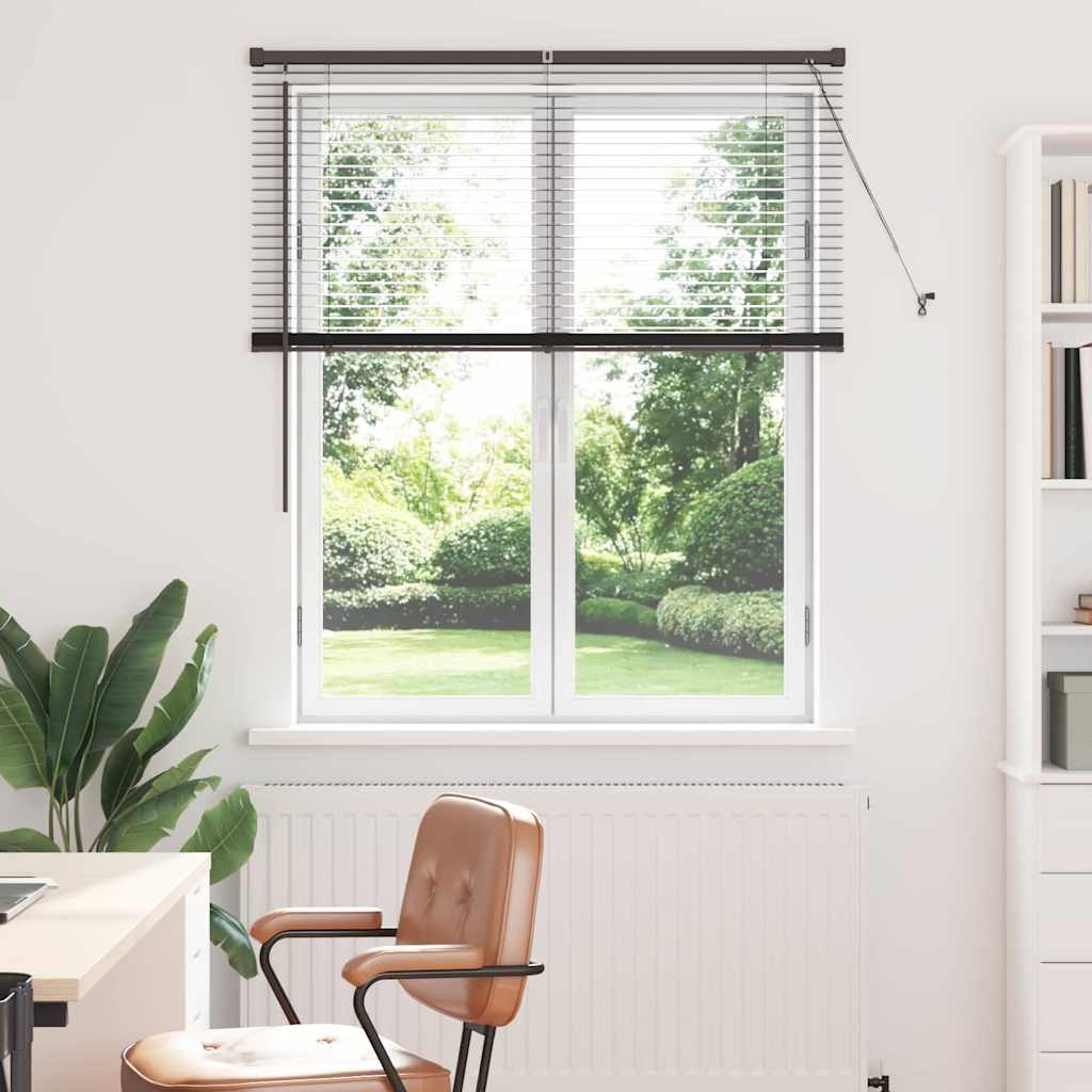Fensterjalousie mit Vorhängen Schwarz Aluminium