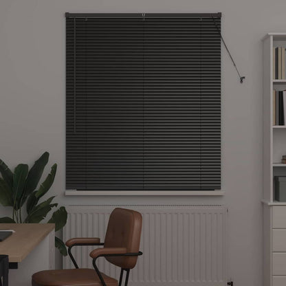Fensterjalousie mit Vorhängen Schwarz Aluminium