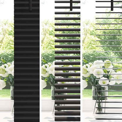 Fensterjalousie mit Vorhängen Schwarz Aluminium