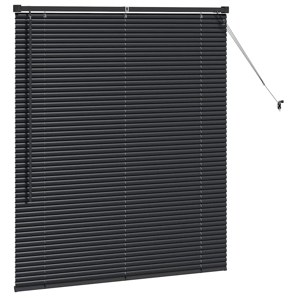 Fensterjalousie mit Vorhängen Schwarz Aluminium
