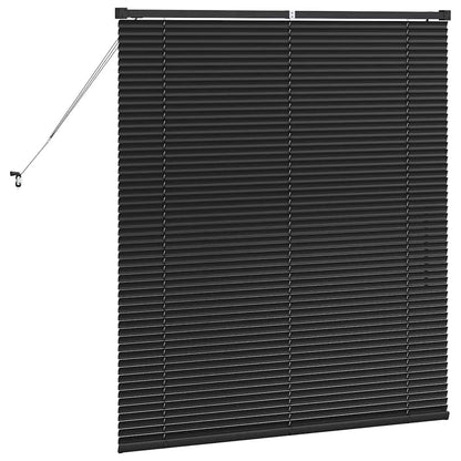 Fensterjalousie mit Vorhängen Schwarz Aluminium