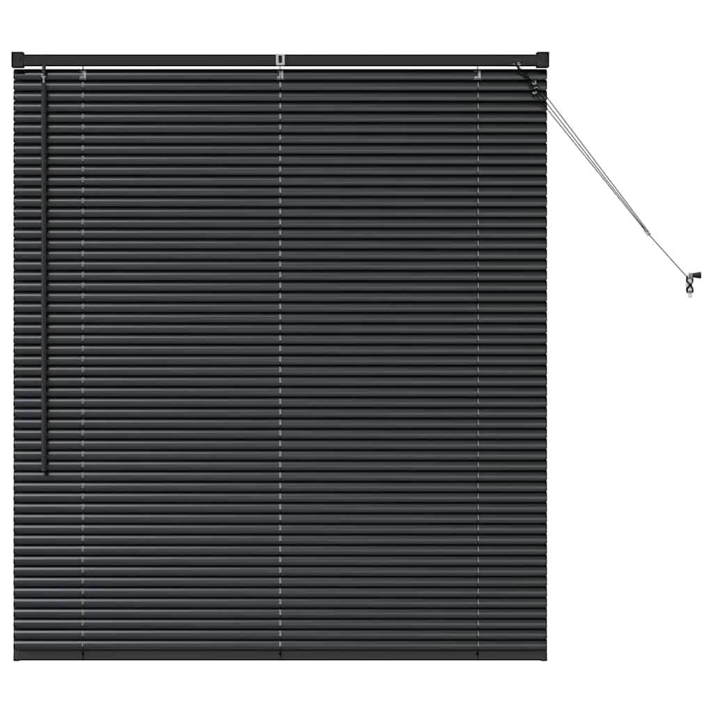 Fensterjalousie mit Vorhängen Schwarz Aluminium