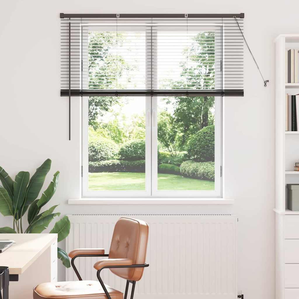 Fensterjalousie mit Vorhängen Schwarz Aluminium