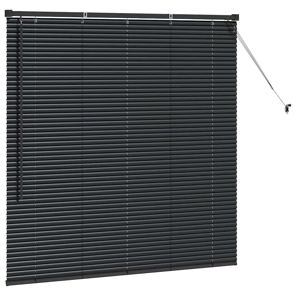 Fensterjalousie mit Vorhängen Schwarz Aluminium