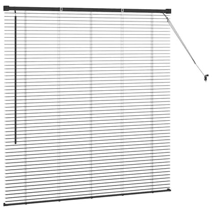 Fensterjalousie mit Vorhängen Schwarz Aluminium