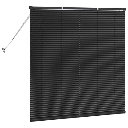 Fensterjalousie mit Vorhängen Schwarz Aluminium