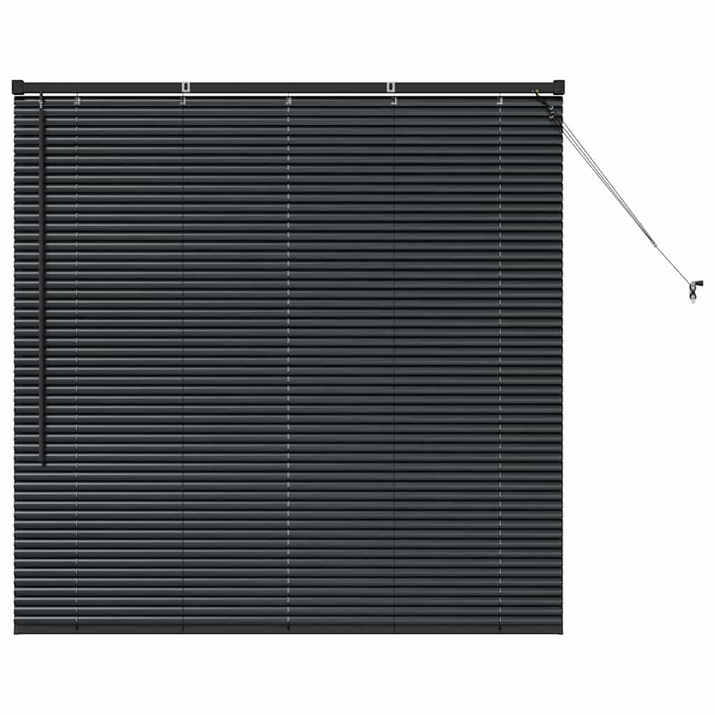 Fensterjalousie mit Vorhängen Schwarz Aluminium